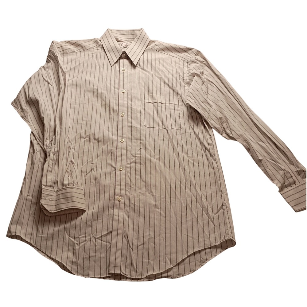 Pattinni Couture Dress Shirt Men's Striped Cotton White Long Sleeve Polo Top
